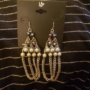 Lane Bryant Faux Pearl/Gem Chandelier Earrings